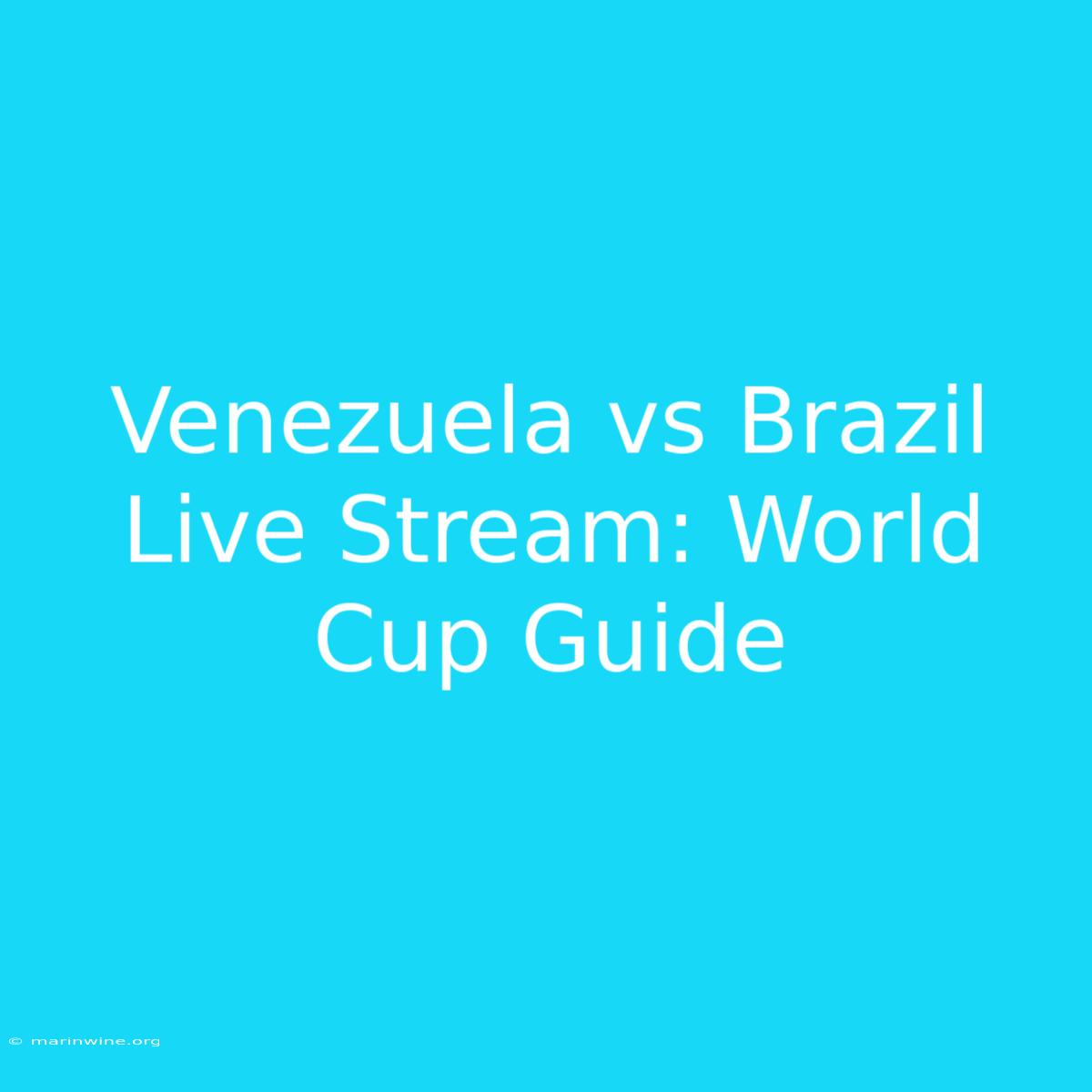 Venezuela Vs Brazil Live Stream: World Cup Guide