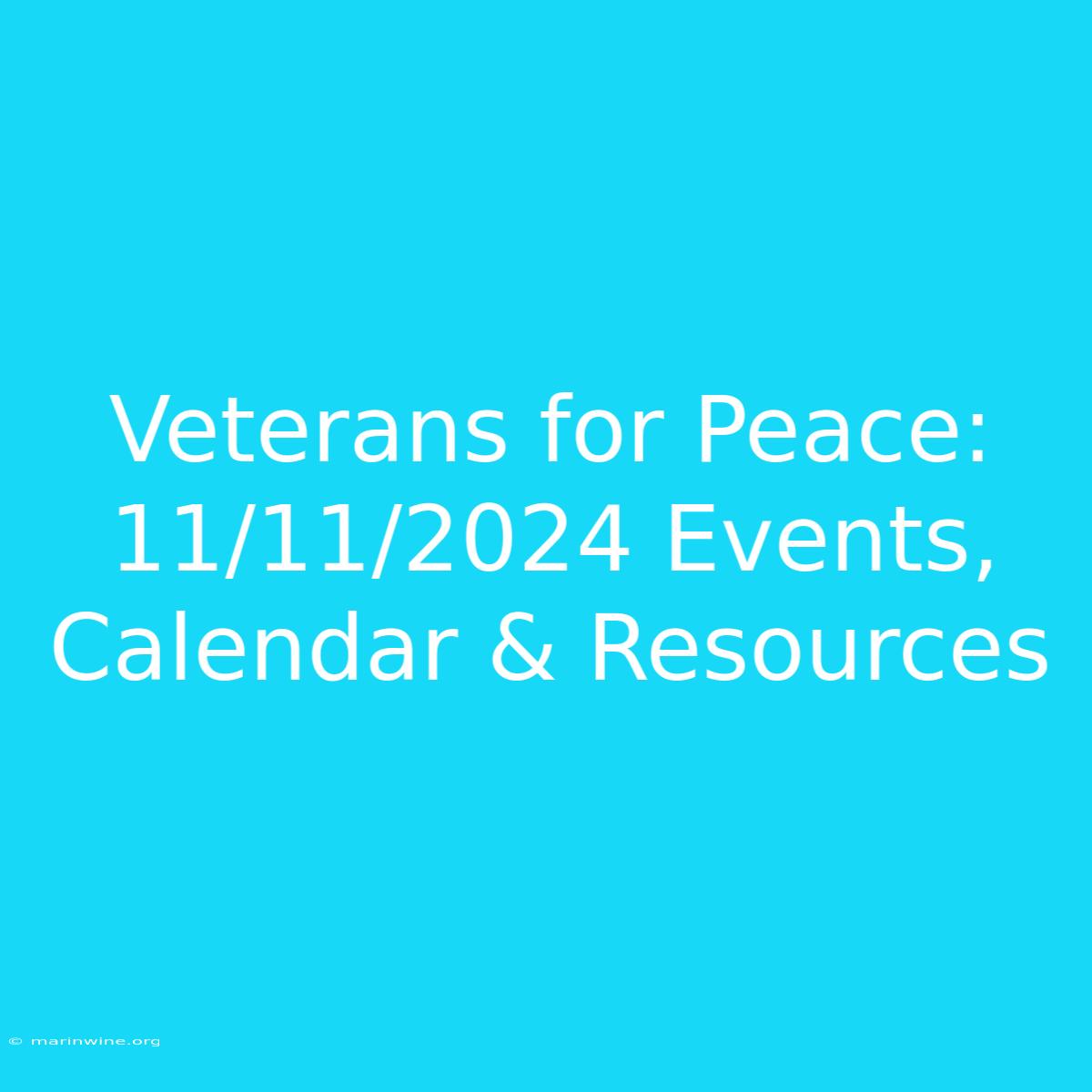 Veterans For Peace: 11/11/2024 Events, Calendar & Resources 