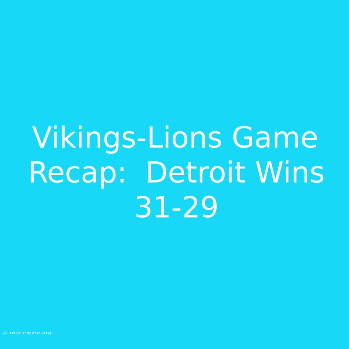 Vikings-Lions Game Recap:  Detroit Wins 31-29 