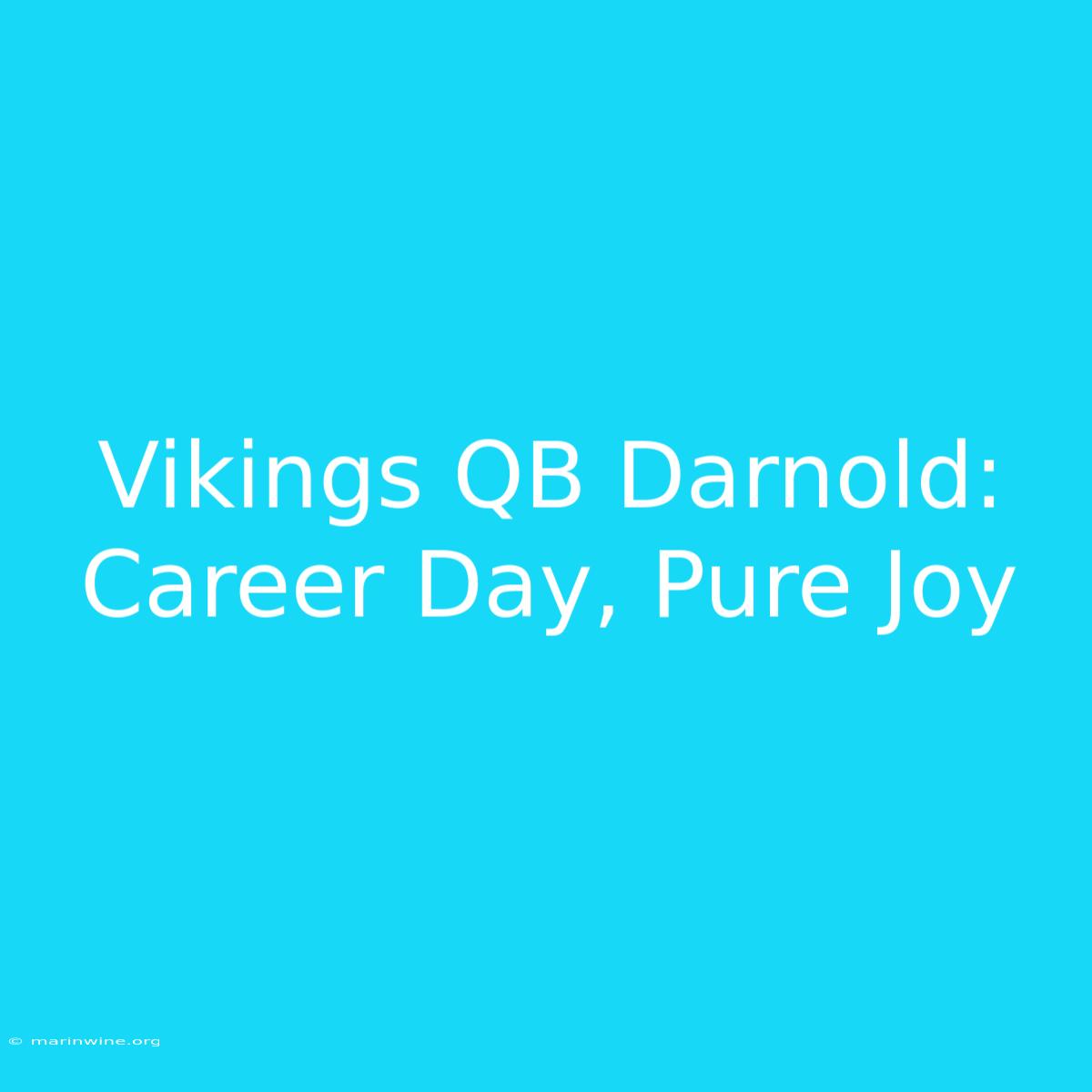 Vikings QB Darnold: Career Day, Pure Joy