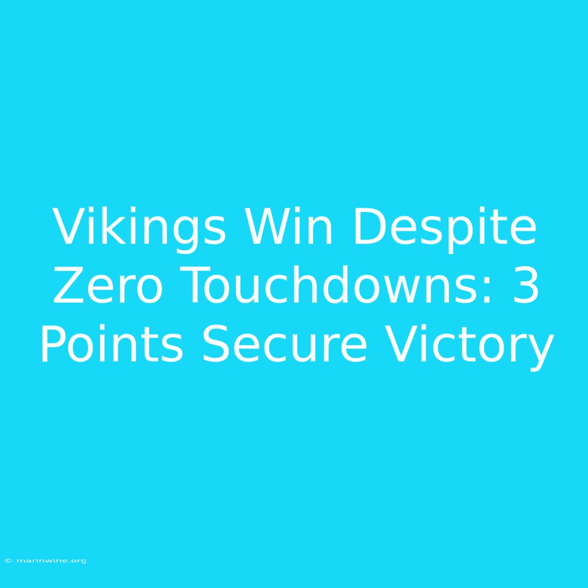 Vikings Win Despite Zero Touchdowns: 3 Points Secure Victory