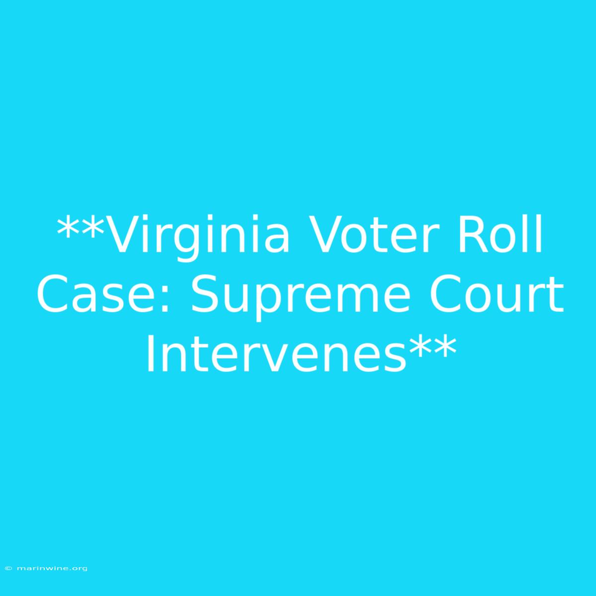 **Virginia Voter Roll Case: Supreme Court Intervenes**