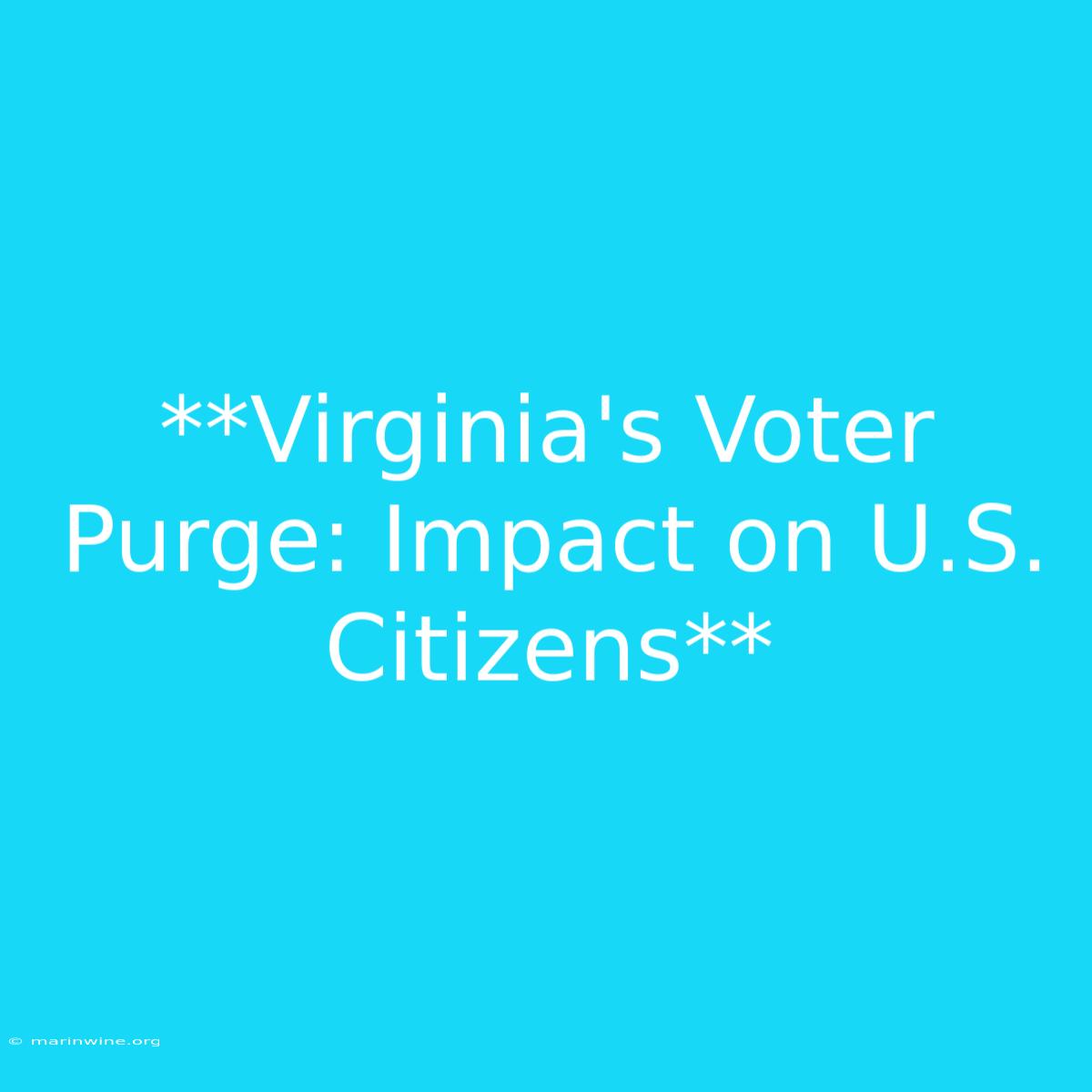 **Virginia's Voter Purge: Impact On U.S. Citizens** 