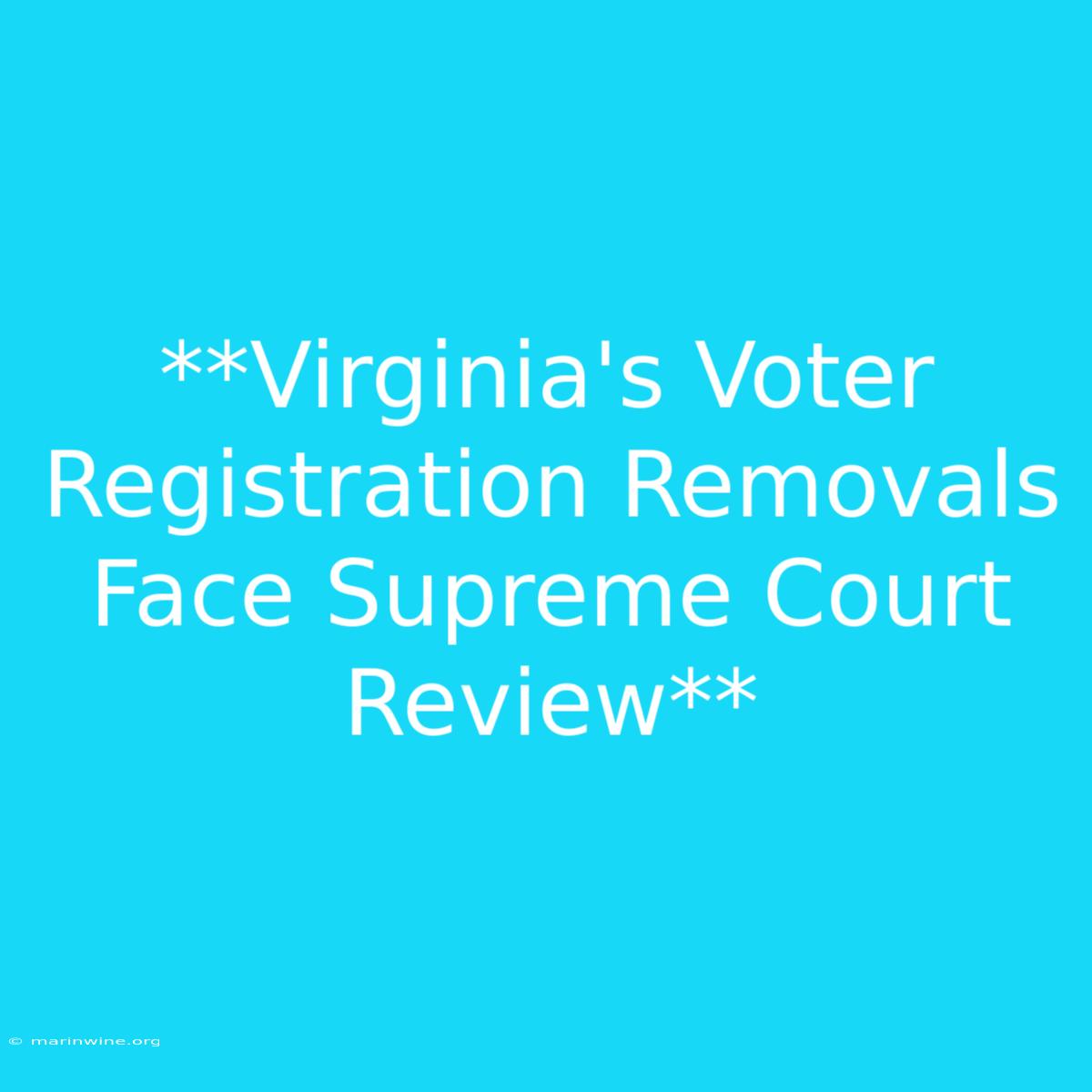 **Virginia's Voter Registration Removals Face Supreme Court Review** 