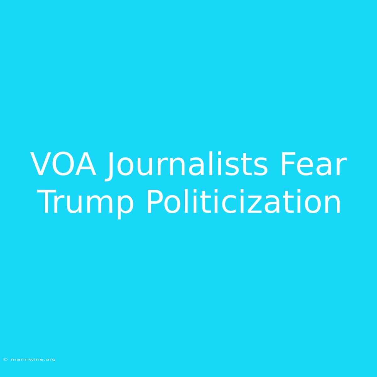 VOA Journalists Fear Trump Politicization