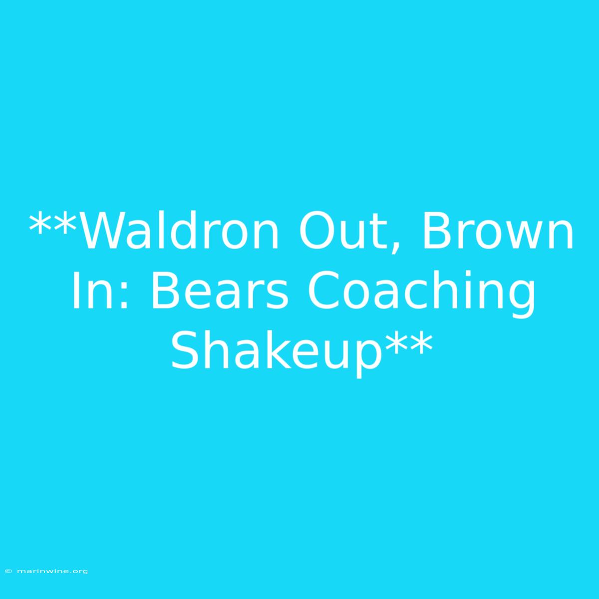 **Waldron Out, Brown In: Bears Coaching Shakeup** 