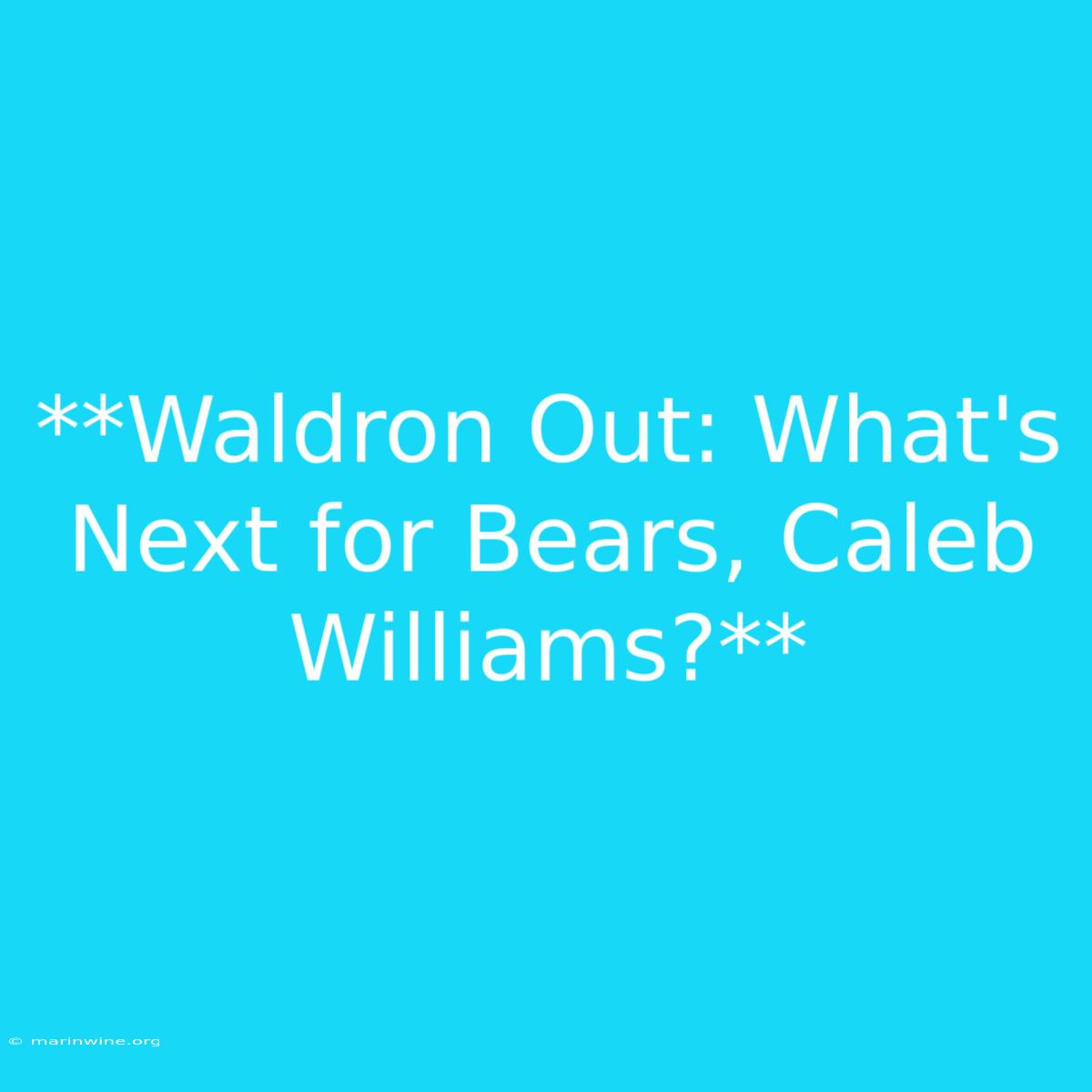 **Waldron Out: What's Next For Bears, Caleb Williams?** 