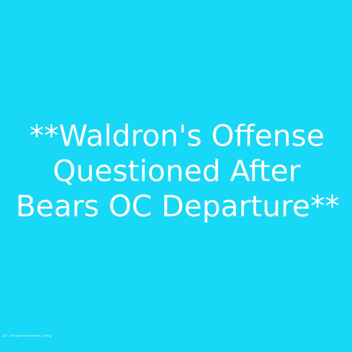 **Waldron's Offense Questioned After Bears OC Departure**