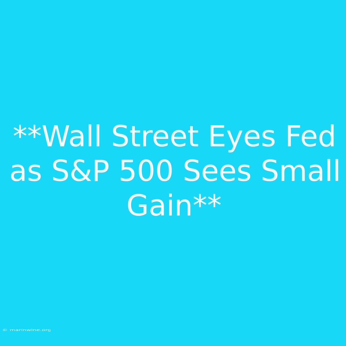 **Wall Street Eyes Fed As S&P 500 Sees Small Gain**