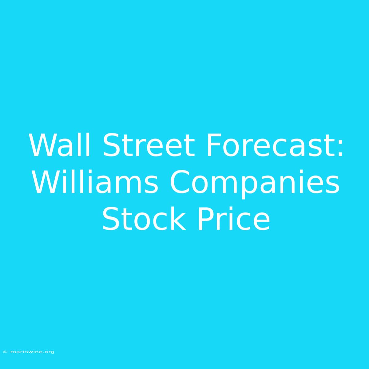 Wall Street Forecast: Williams Companies Stock Price