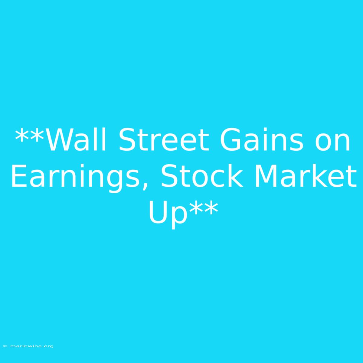 **Wall Street Gains On Earnings, Stock Market Up**