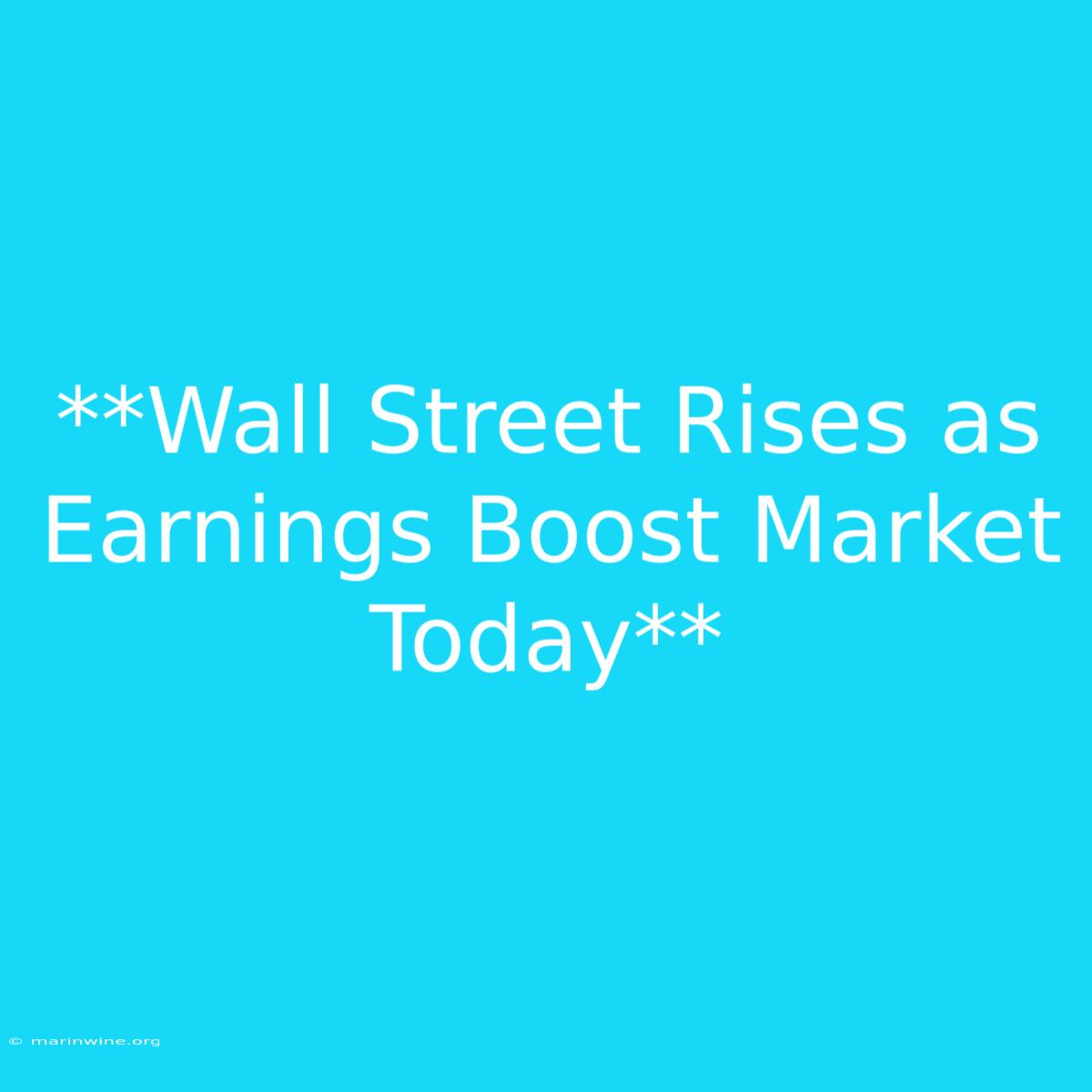 **Wall Street Rises As Earnings Boost Market Today** 