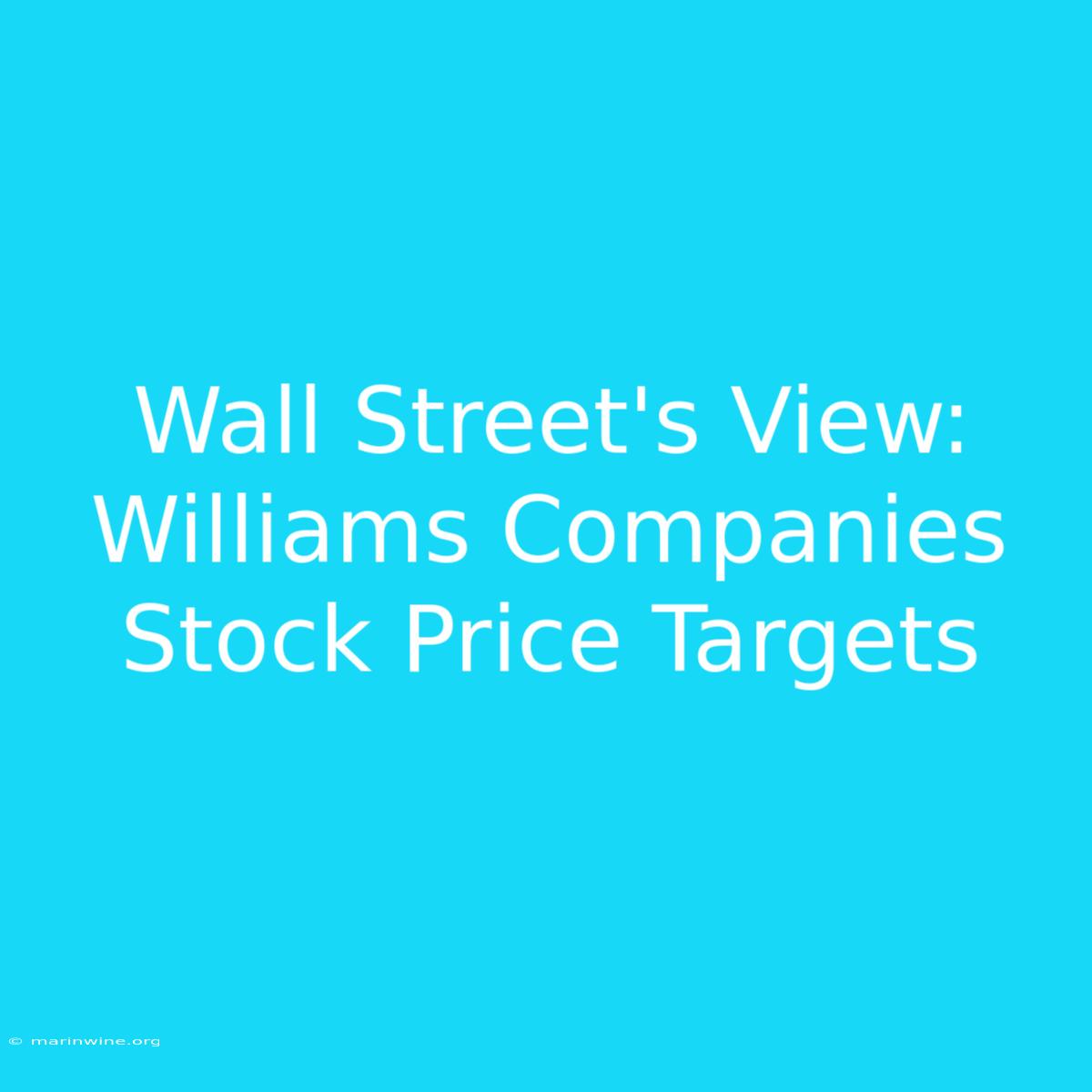 Wall Street's View: Williams Companies Stock Price Targets