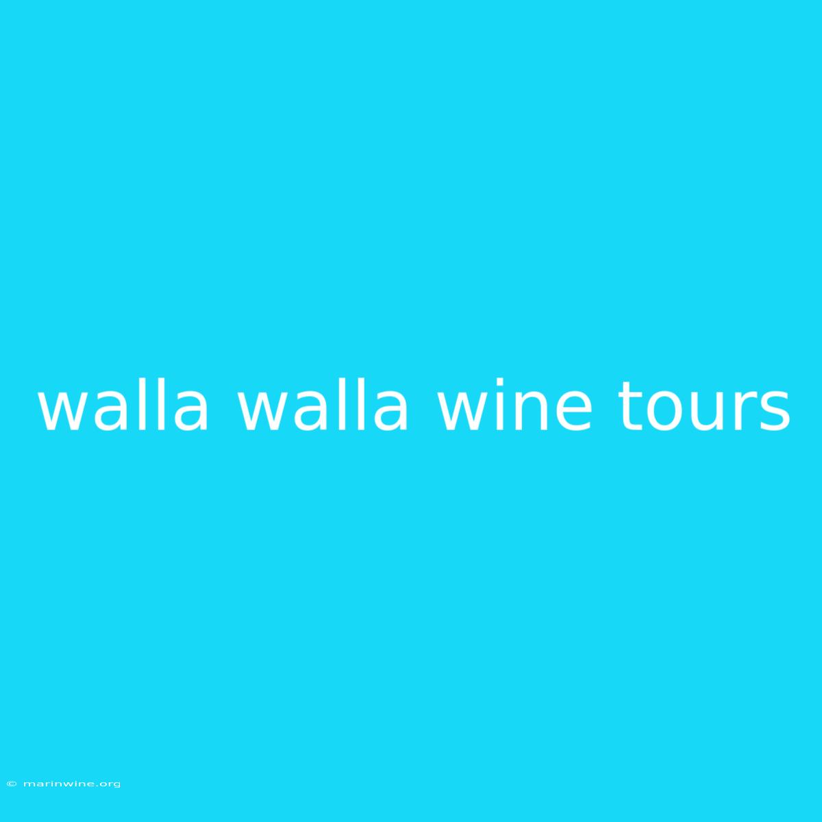 Walla Walla Wine Tours