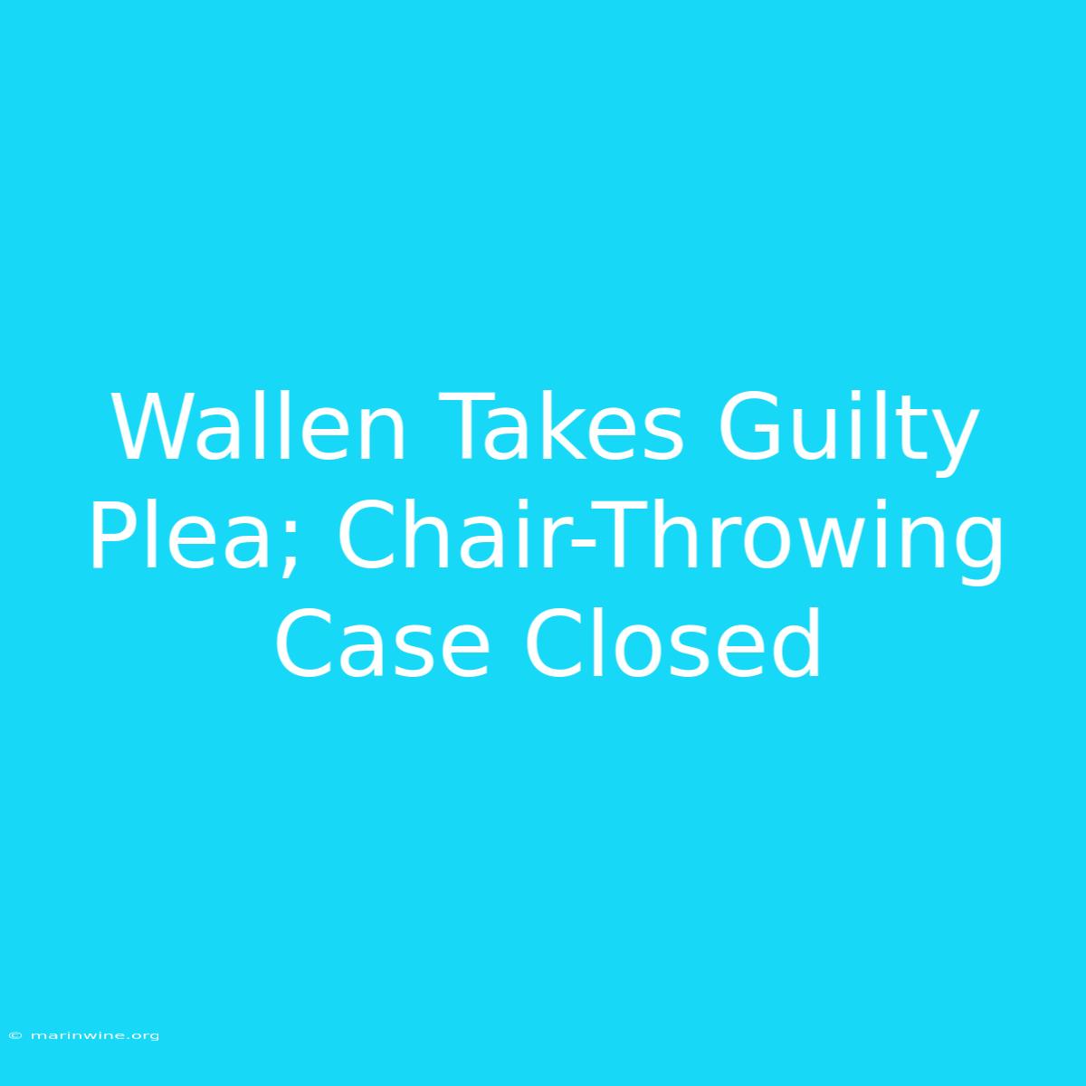 Wallen Takes Guilty Plea; Chair-Throwing Case Closed