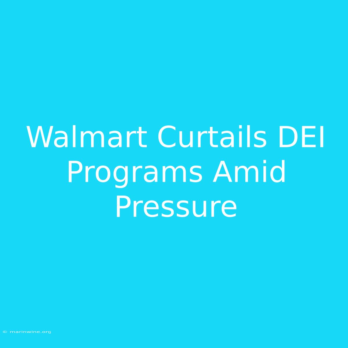 Walmart Curtails DEI Programs Amid Pressure