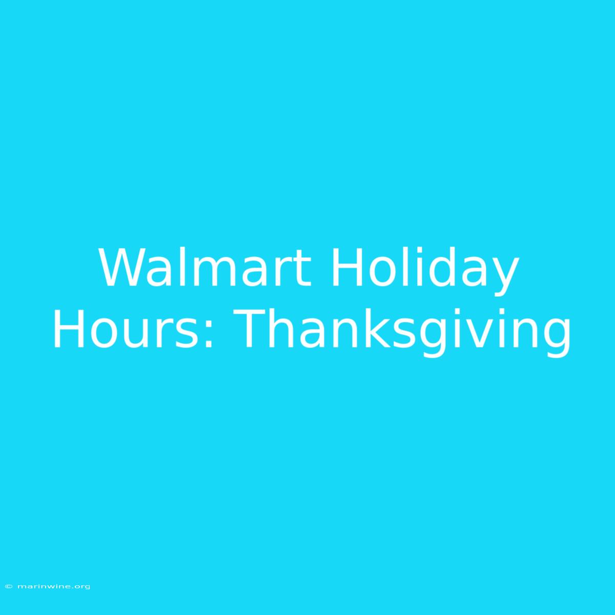 Walmart Holiday Hours: Thanksgiving