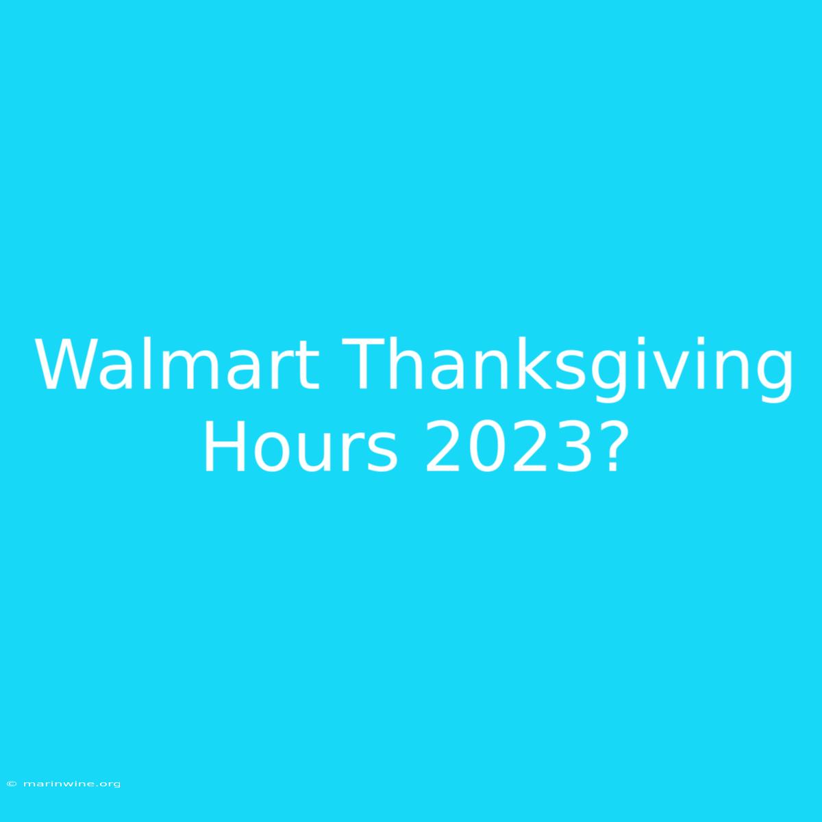 Walmart Thanksgiving Hours 2023?