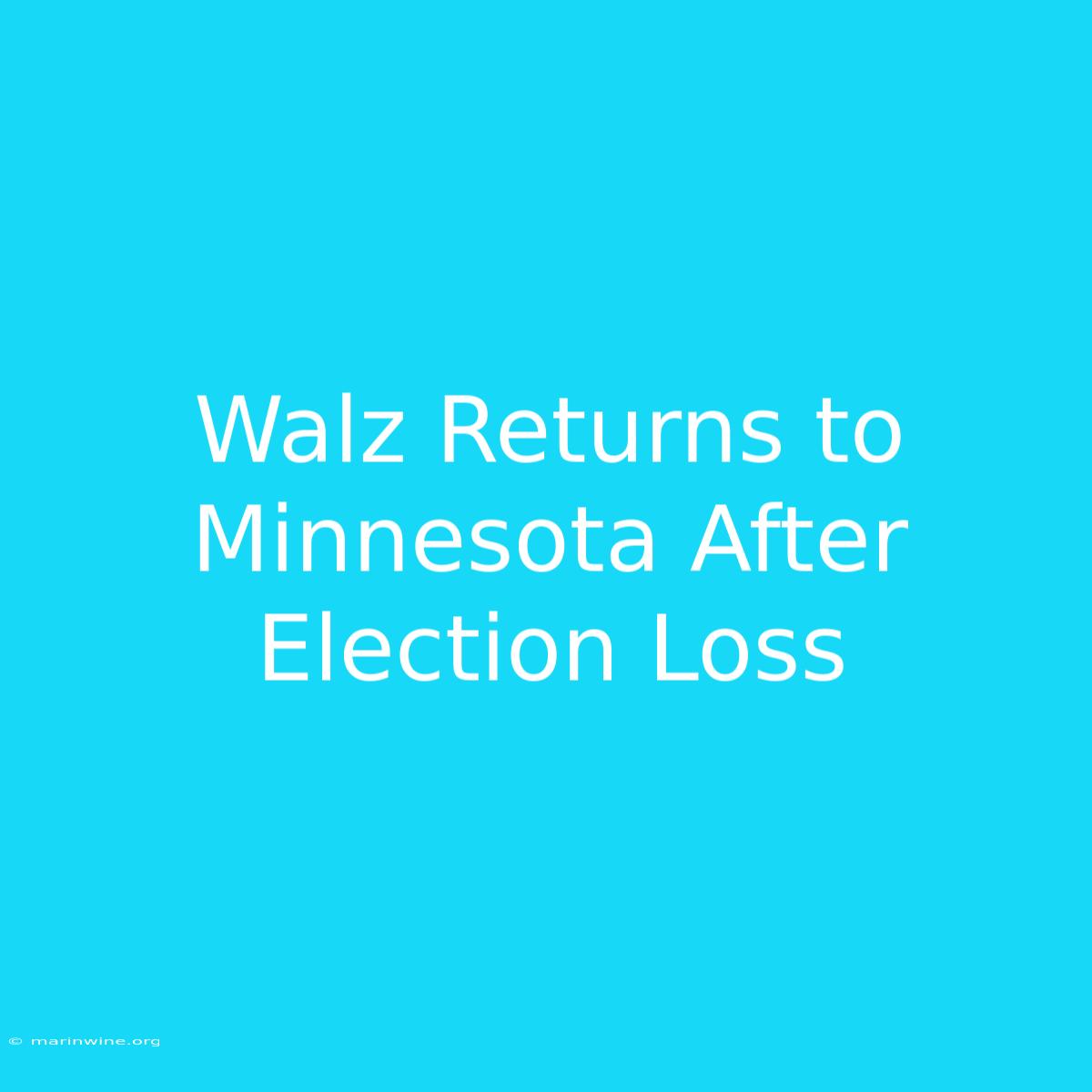 Walz Returns To Minnesota After Election Loss