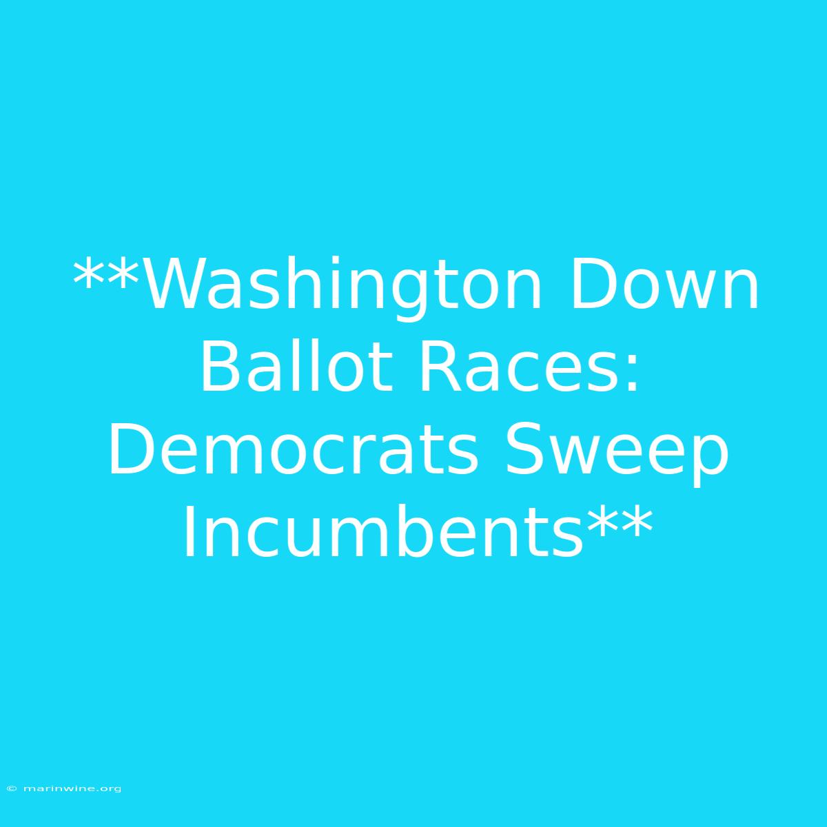 **Washington Down Ballot Races: Democrats Sweep Incumbents** 