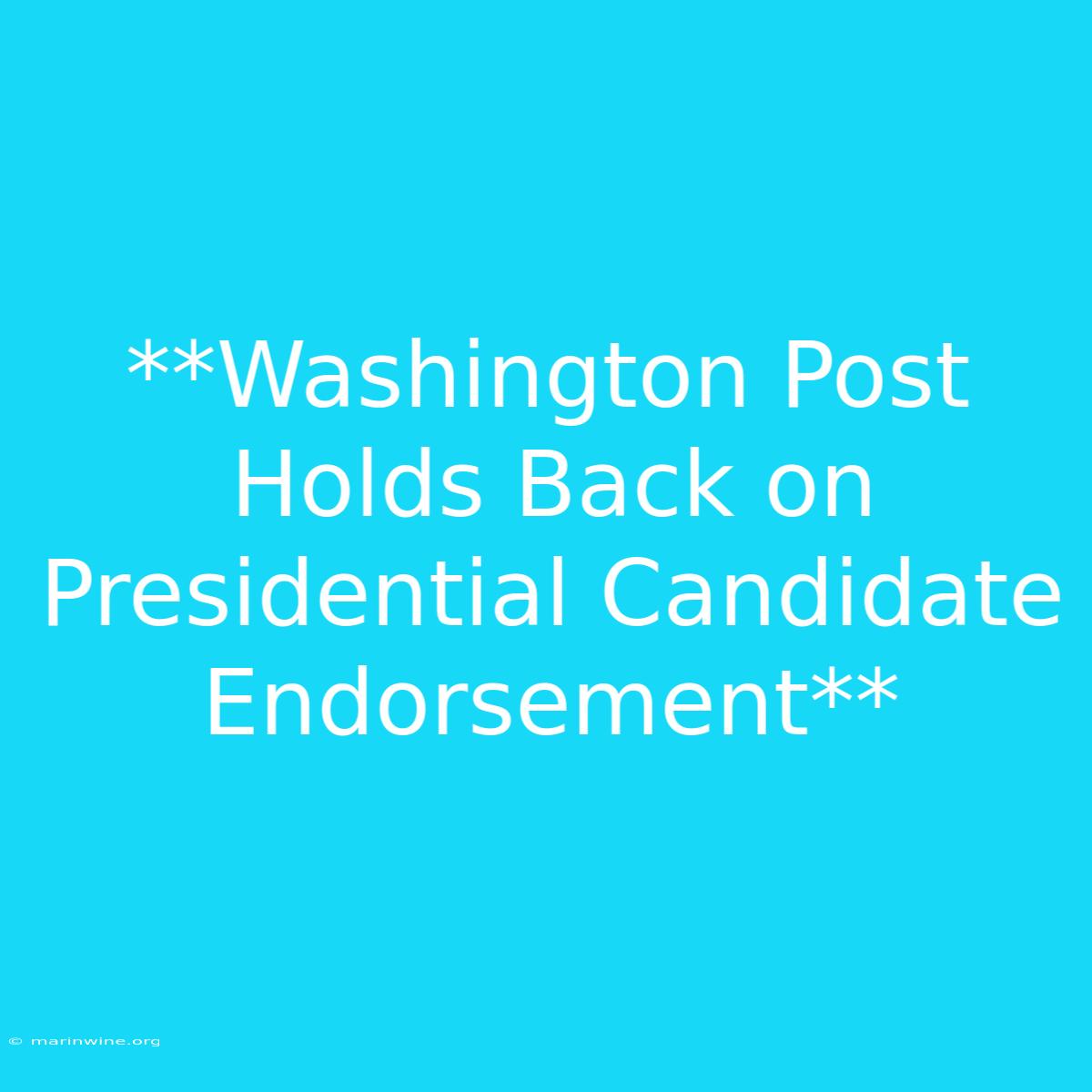 **Washington Post Holds Back On Presidential Candidate Endorsement** 