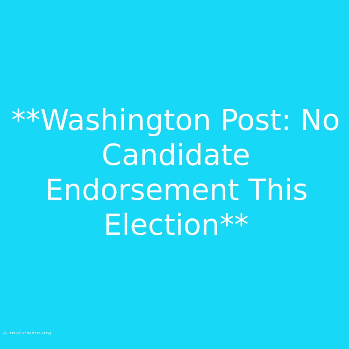 **Washington Post: No Candidate Endorsement This Election** 