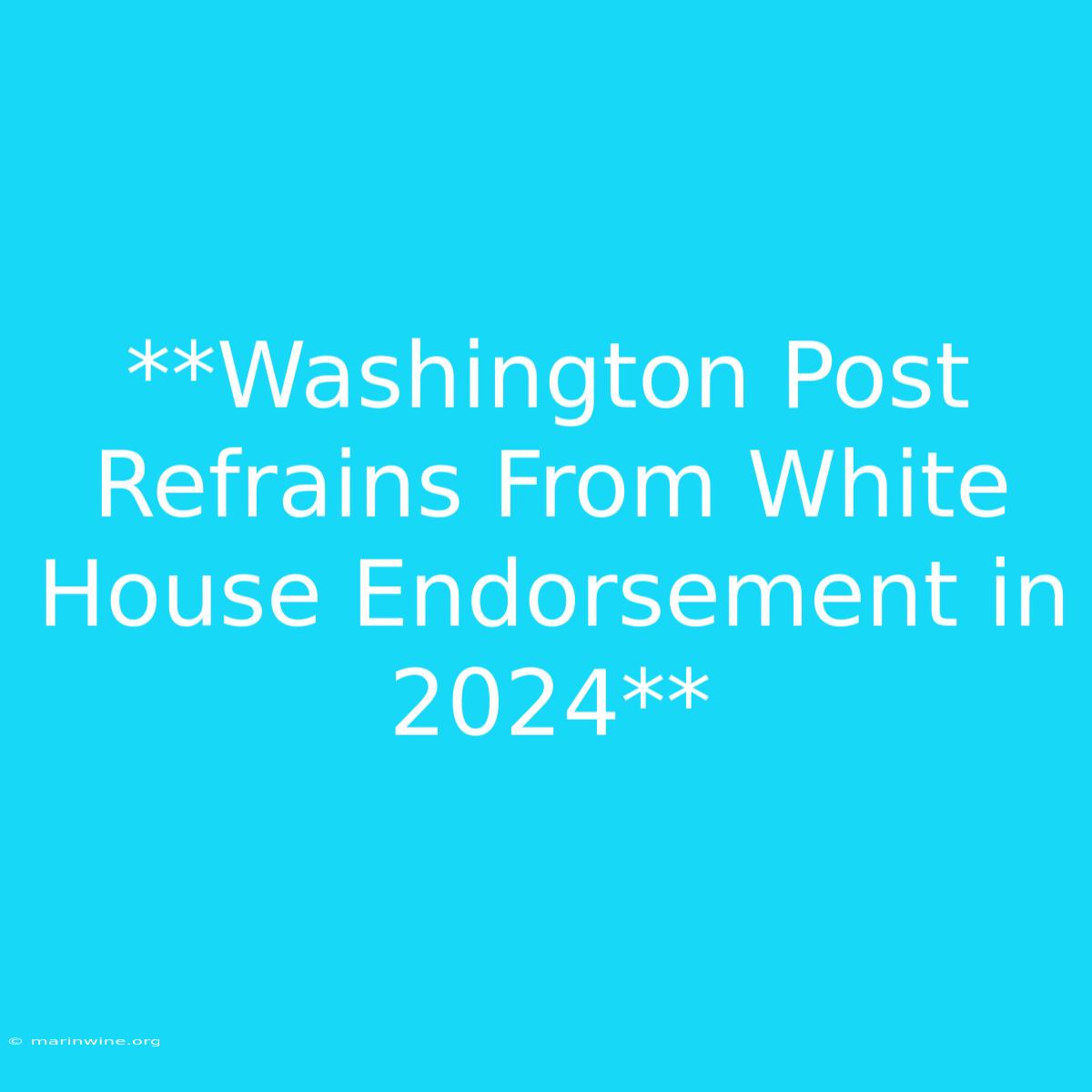 **Washington Post Refrains From White House Endorsement In 2024** 