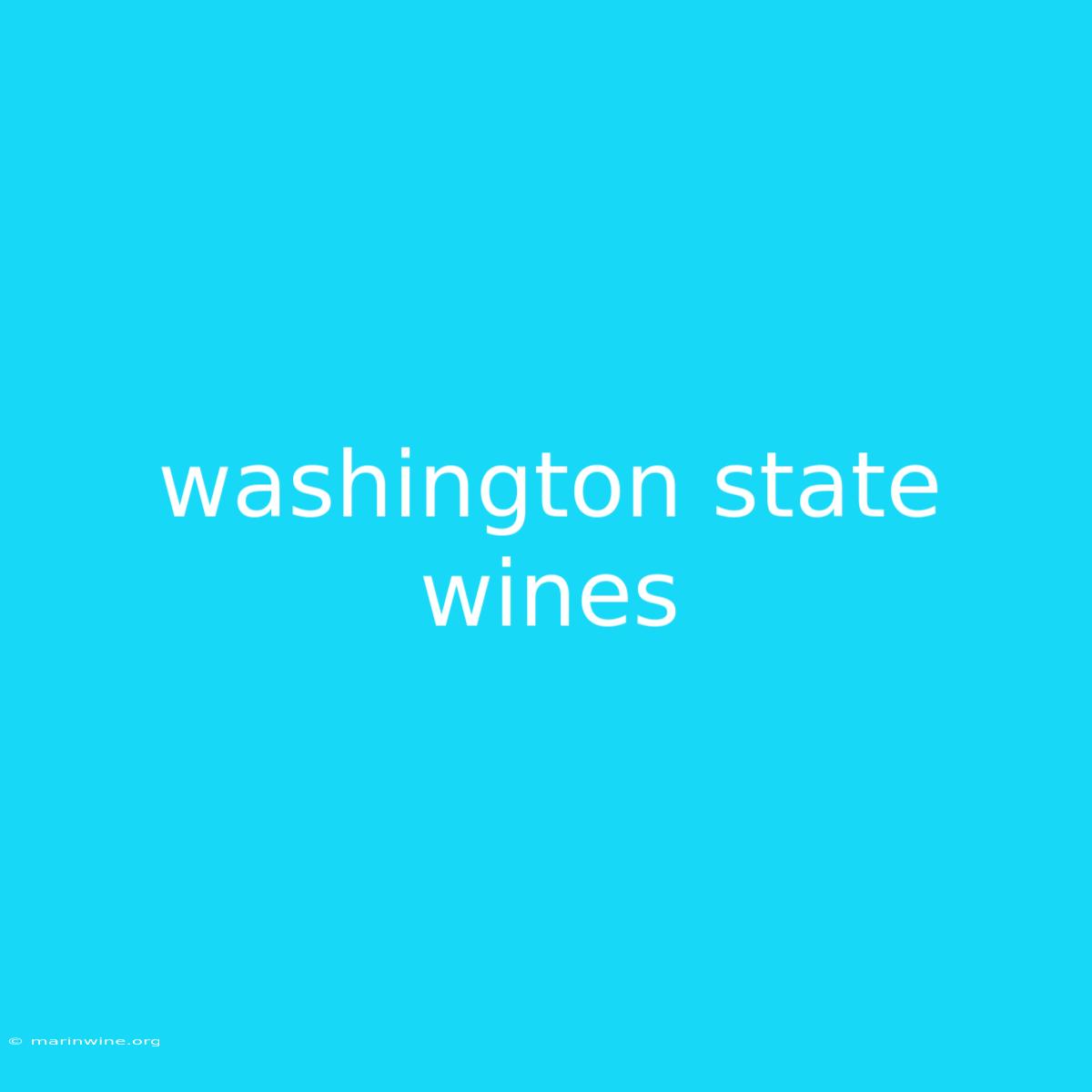 Washington State Wines