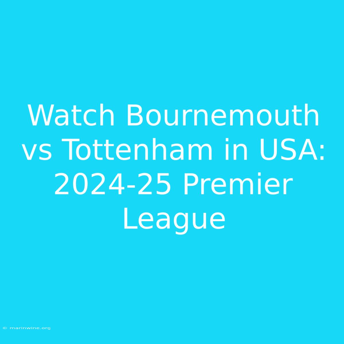 Watch Bournemouth Vs Tottenham In USA: 2024-25 Premier League