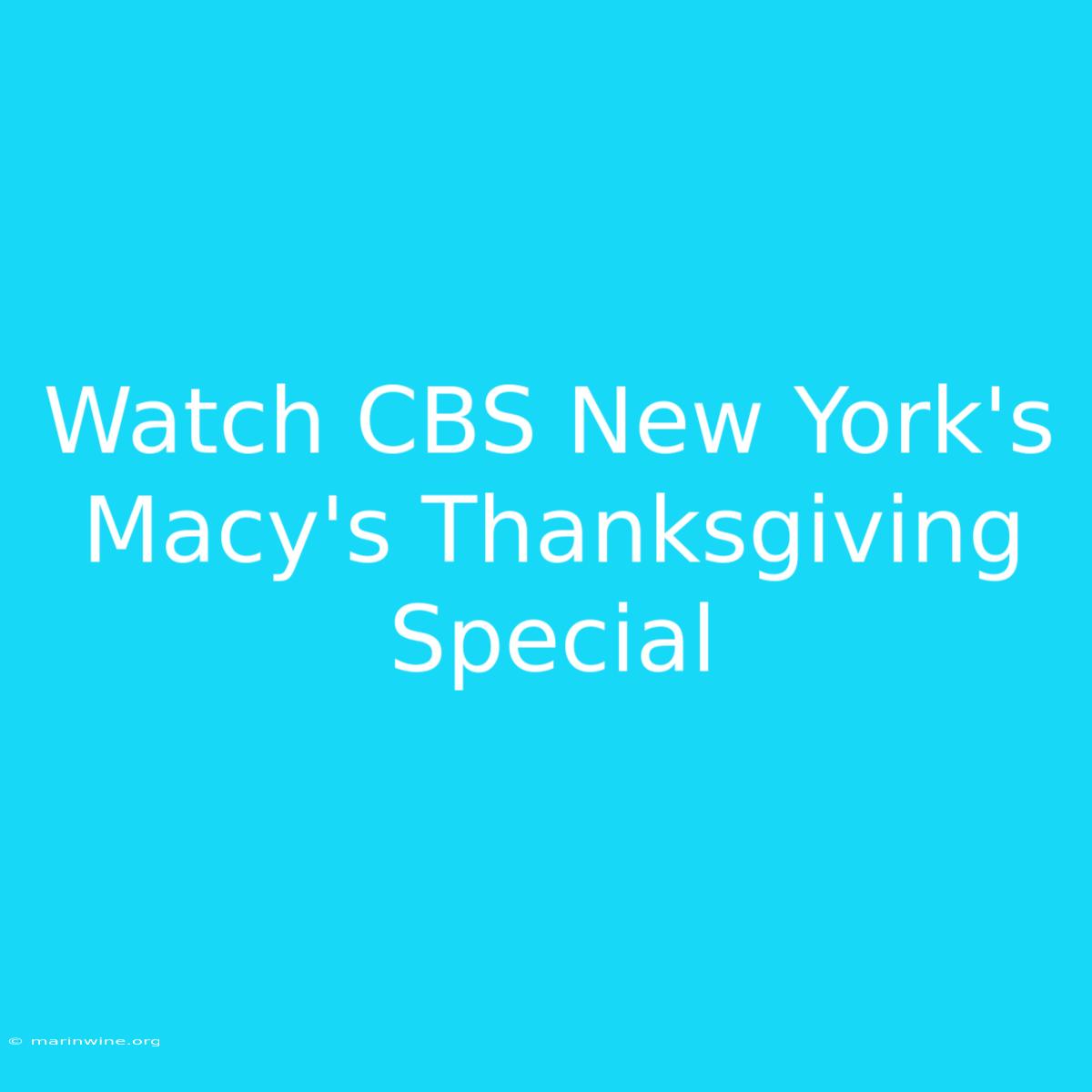 Watch CBS New York's Macy's Thanksgiving Special