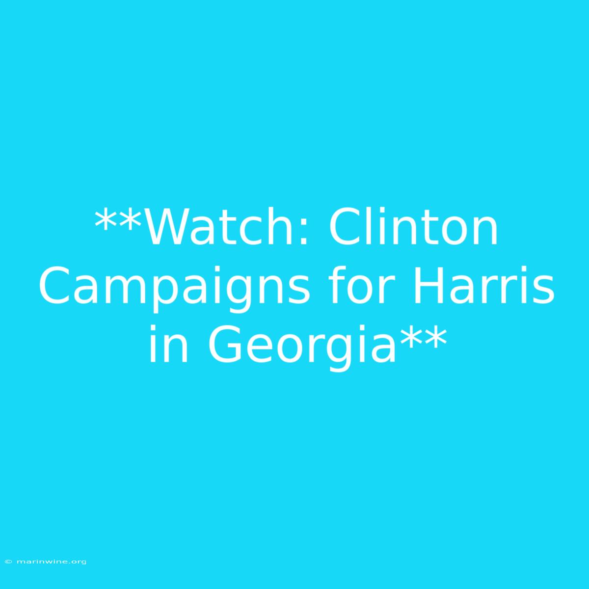 **Watch: Clinton Campaigns For Harris In Georgia**