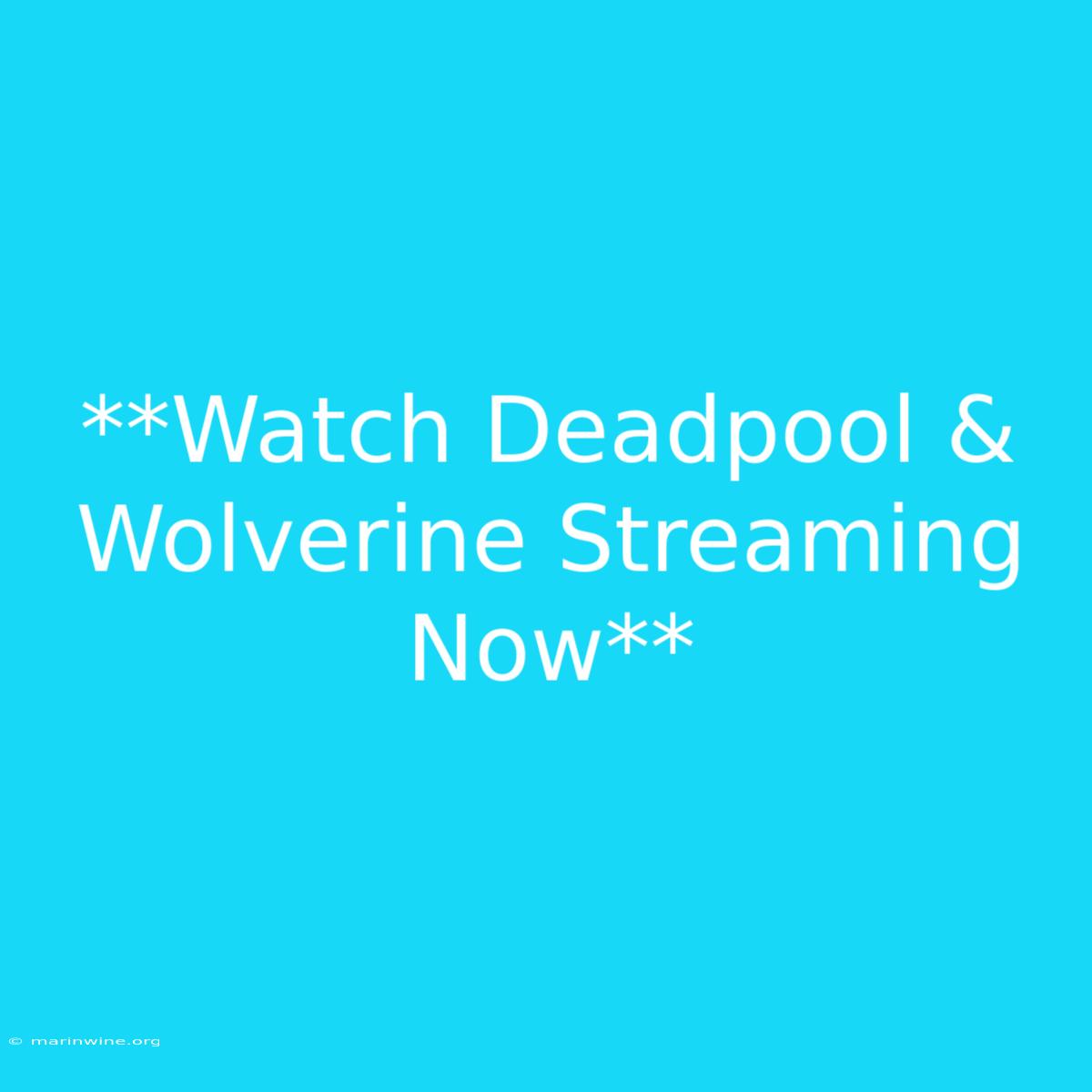 **Watch Deadpool & Wolverine Streaming Now**