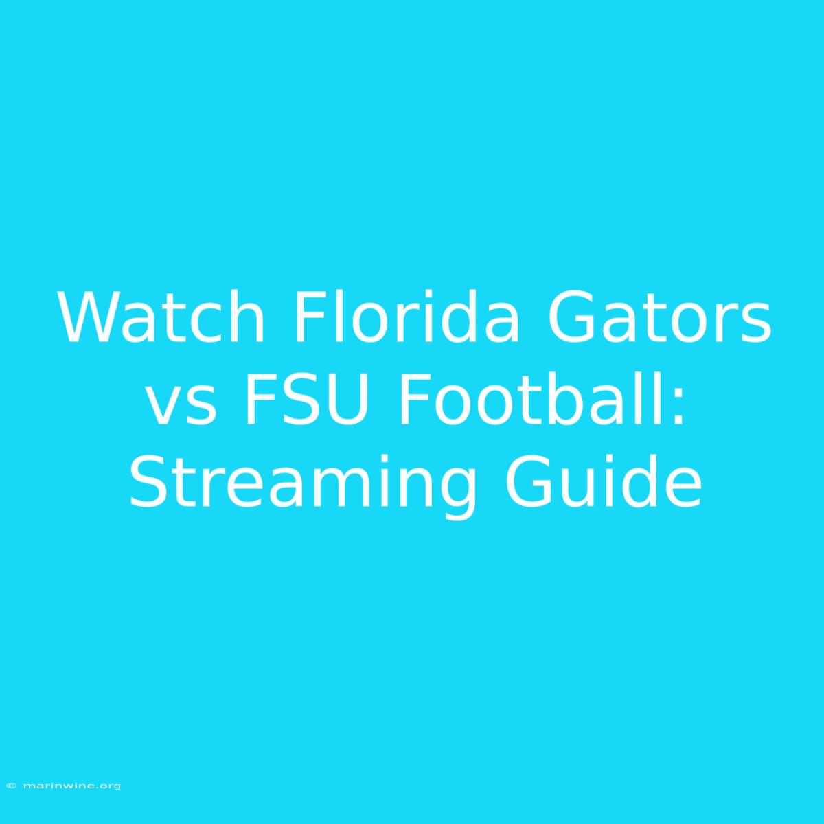 Watch Florida Gators Vs FSU Football: Streaming Guide