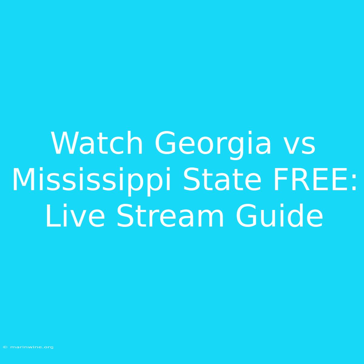 Watch Georgia Vs Mississippi State FREE: Live Stream Guide