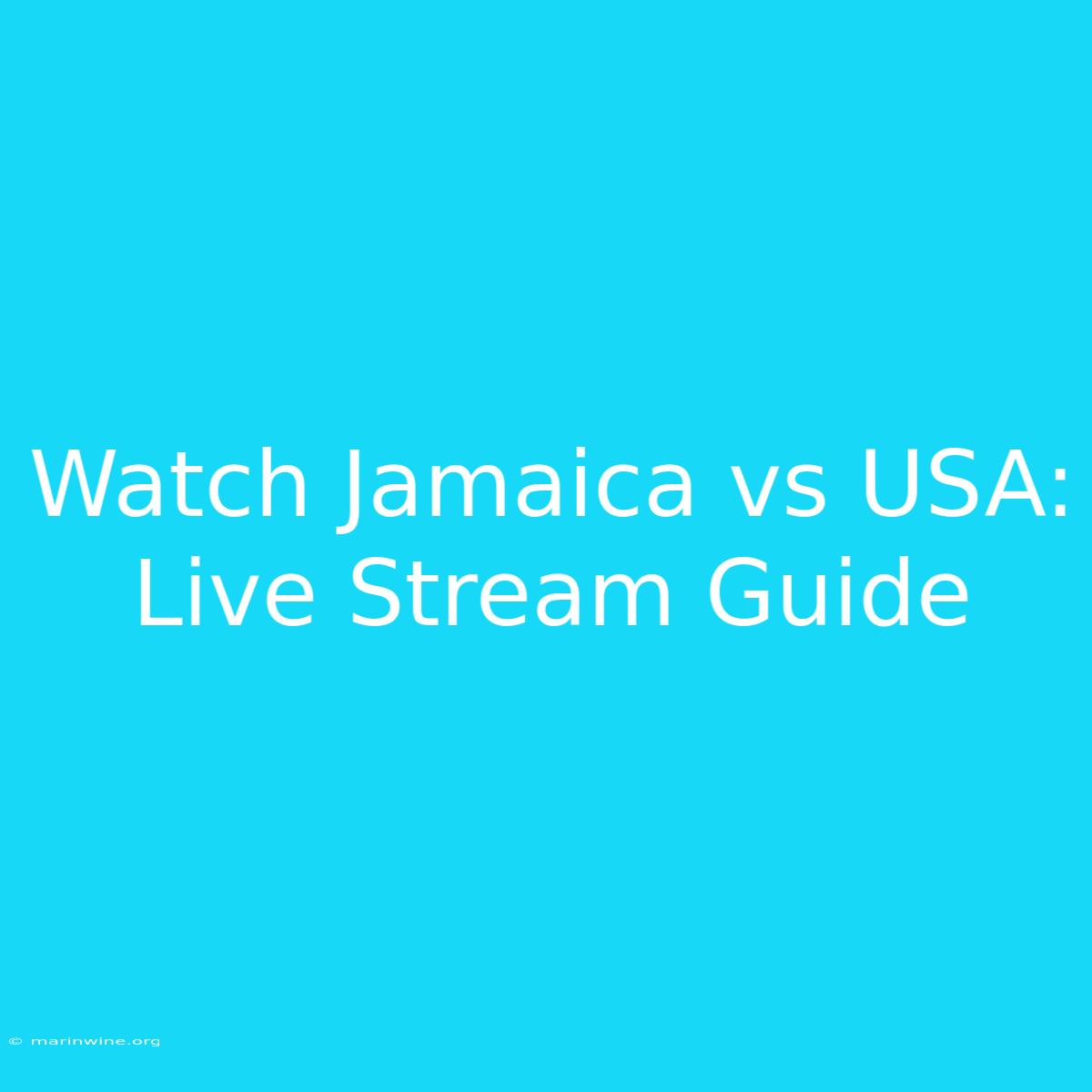 Watch Jamaica Vs USA: Live Stream Guide