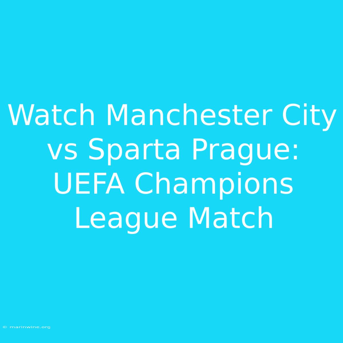 Watch Manchester City Vs Sparta Prague: UEFA Champions League Match