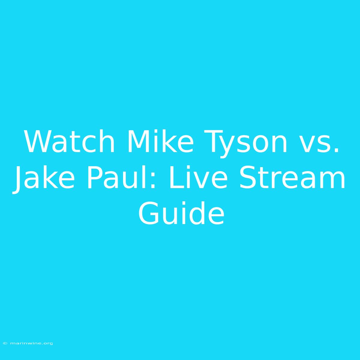 Watch Mike Tyson Vs. Jake Paul: Live Stream Guide