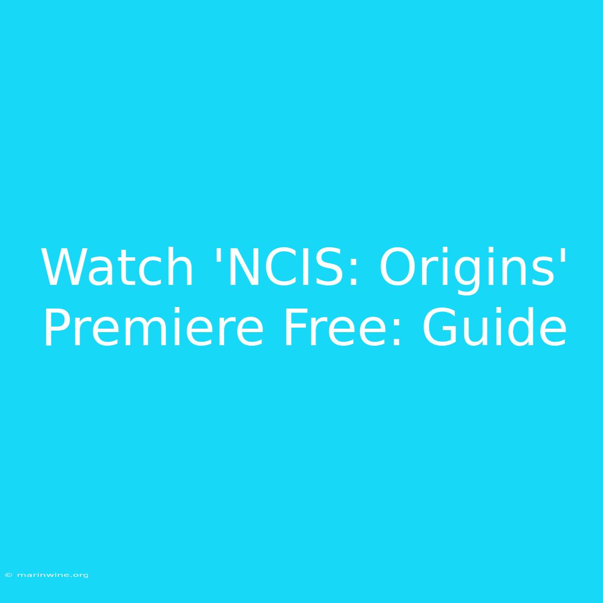 Watch 'NCIS: Origins' Premiere Free: Guide