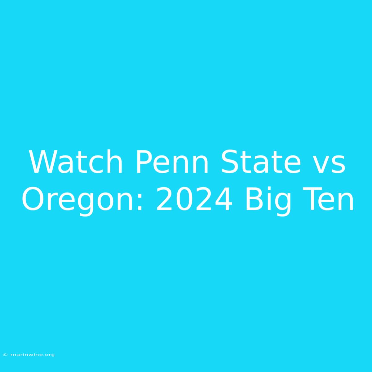 Watch Penn State Vs Oregon: 2024 Big Ten