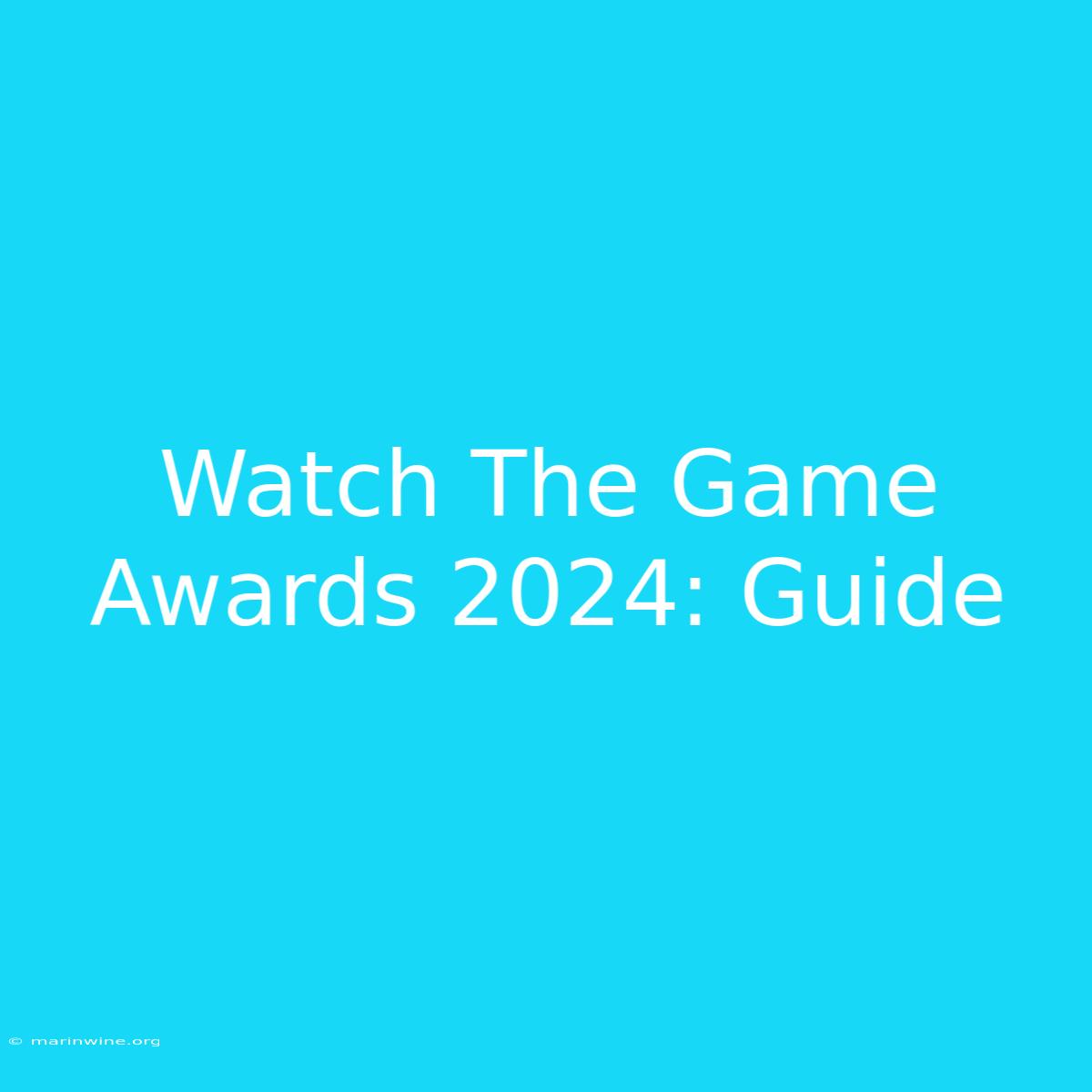 Watch The Game Awards 2024: Guide