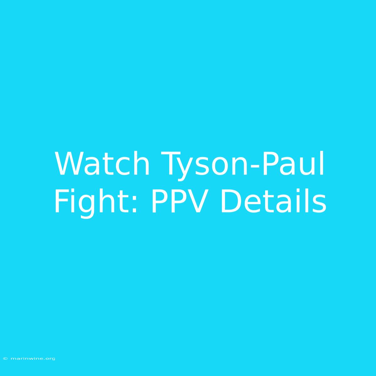 Watch Tyson-Paul Fight: PPV Details