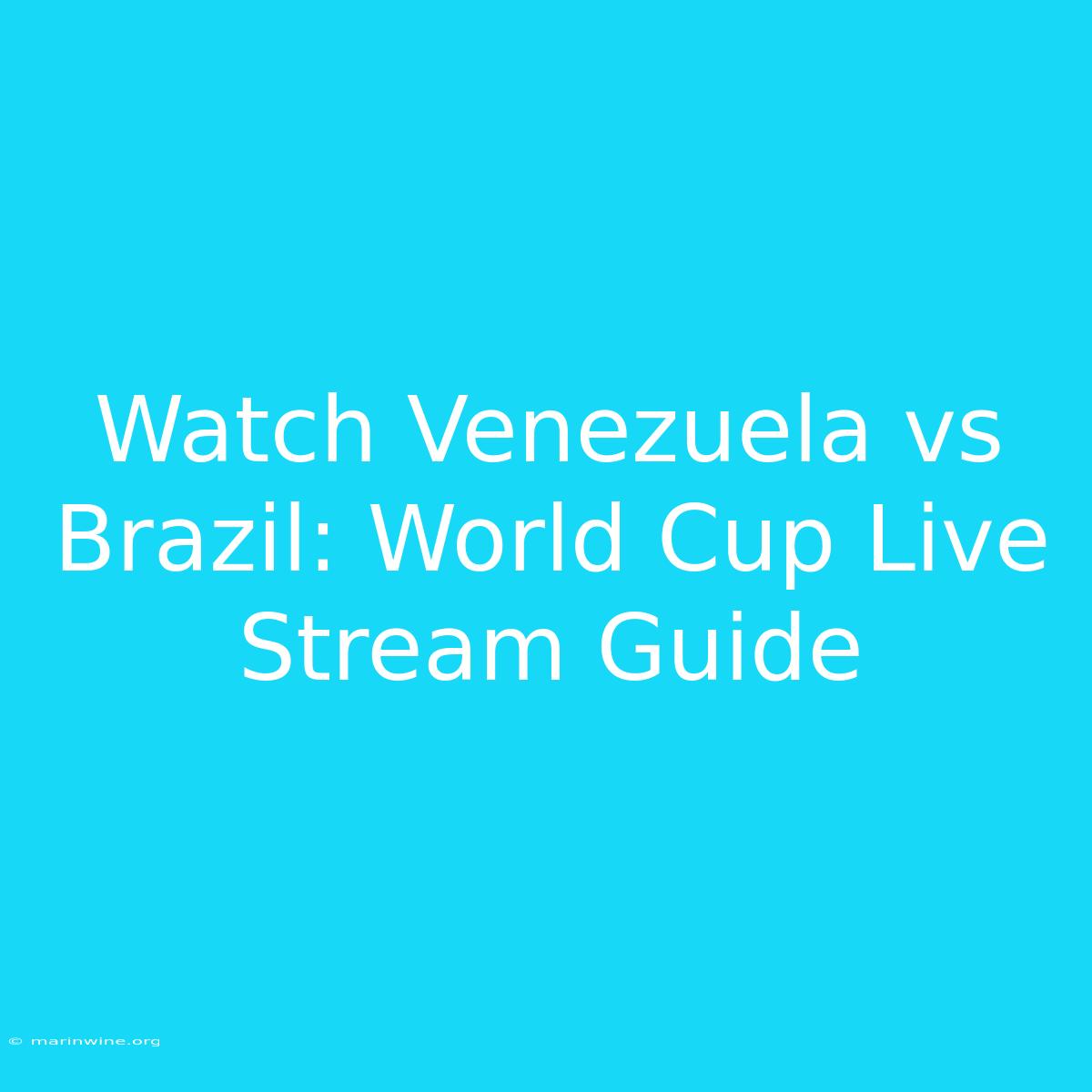 Watch Venezuela Vs Brazil: World Cup Live Stream Guide