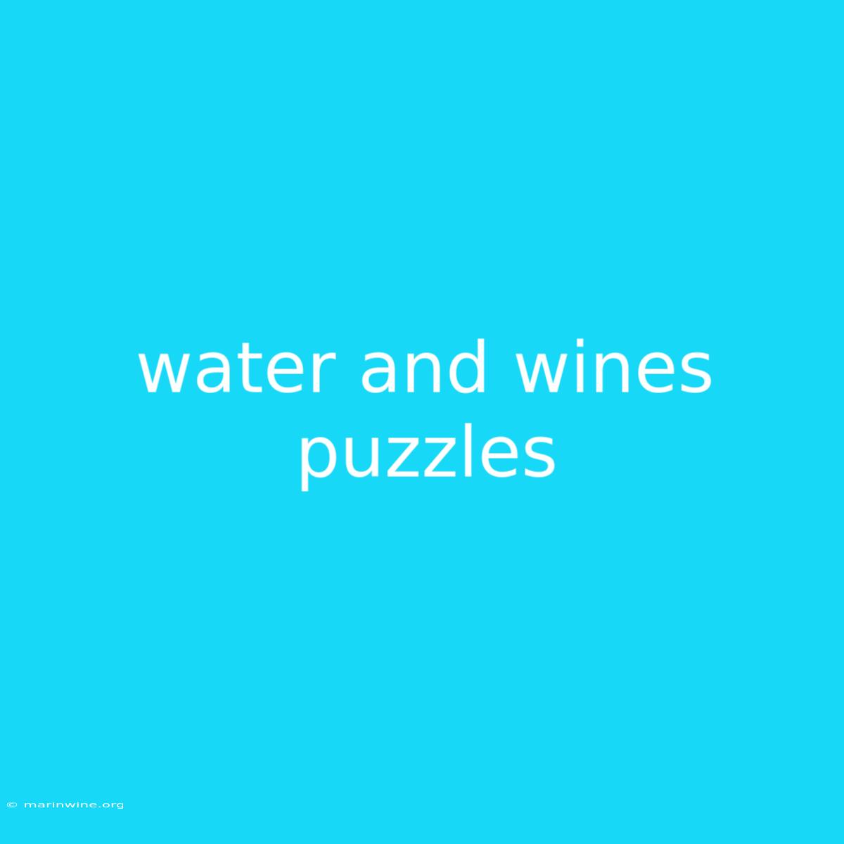 Water And Wines Puzzles