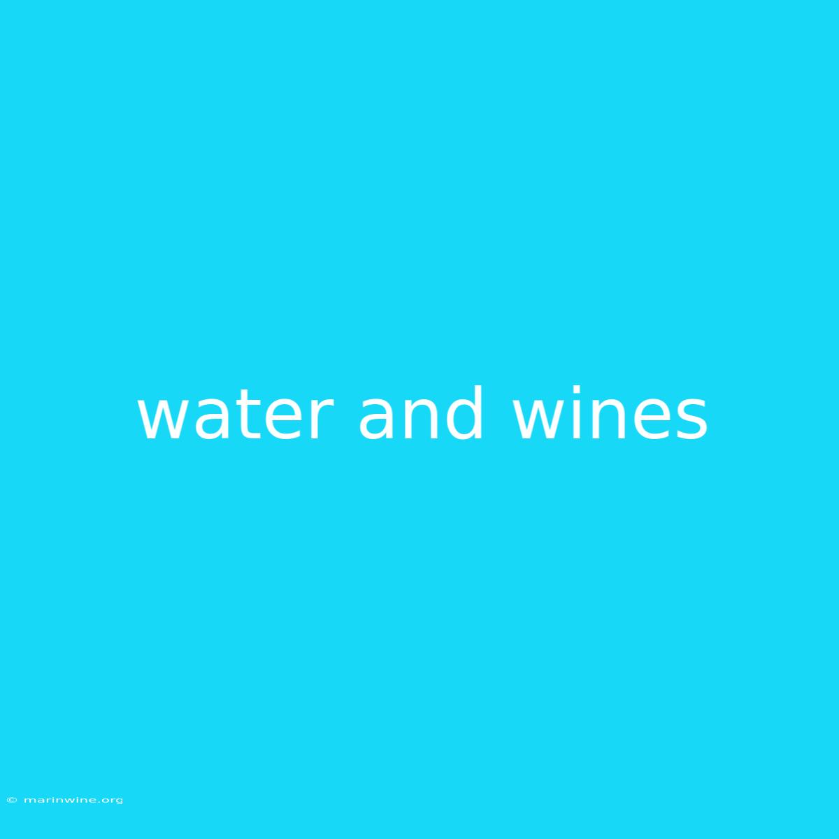 Water And Wines