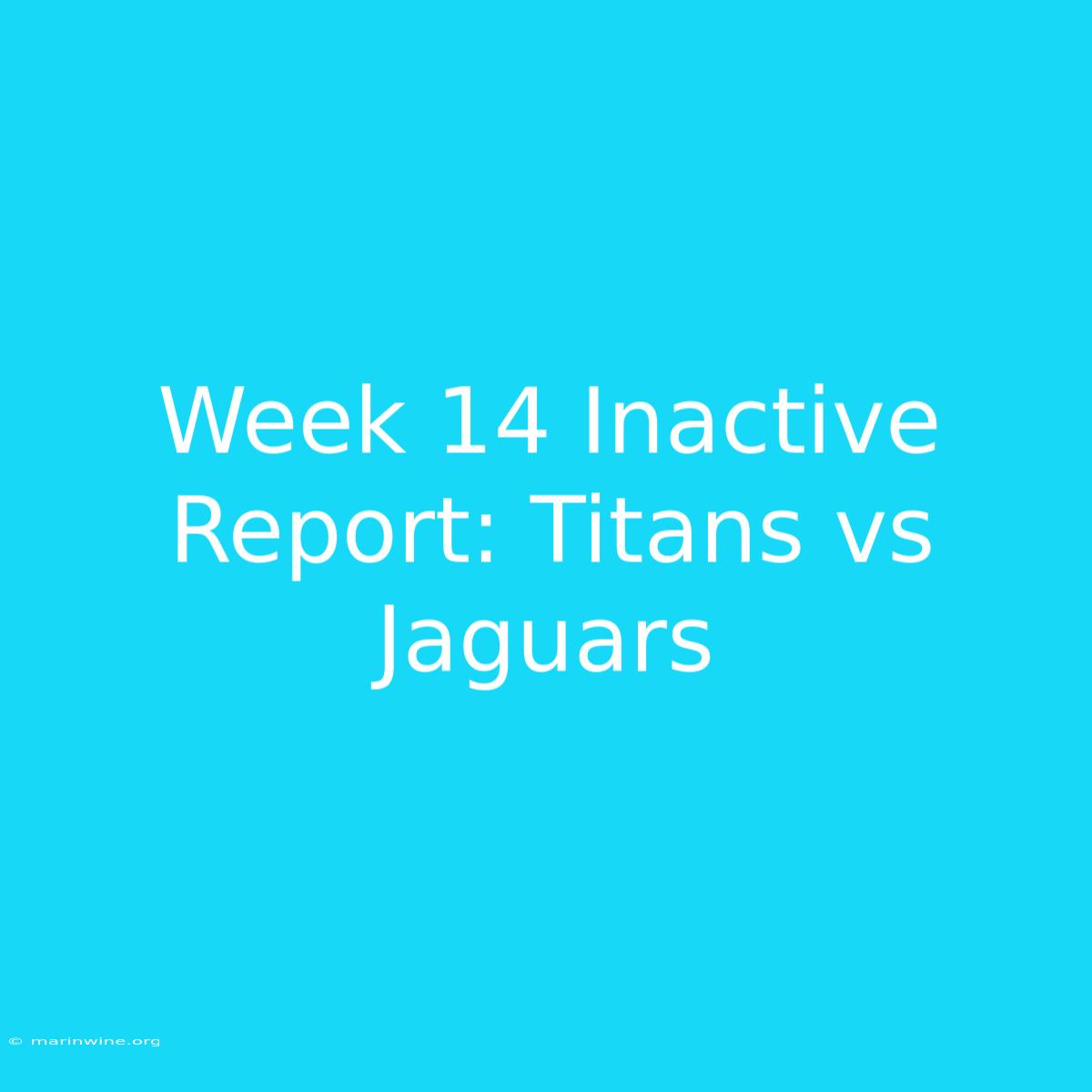 Week 14 Inactive Report: Titans Vs Jaguars