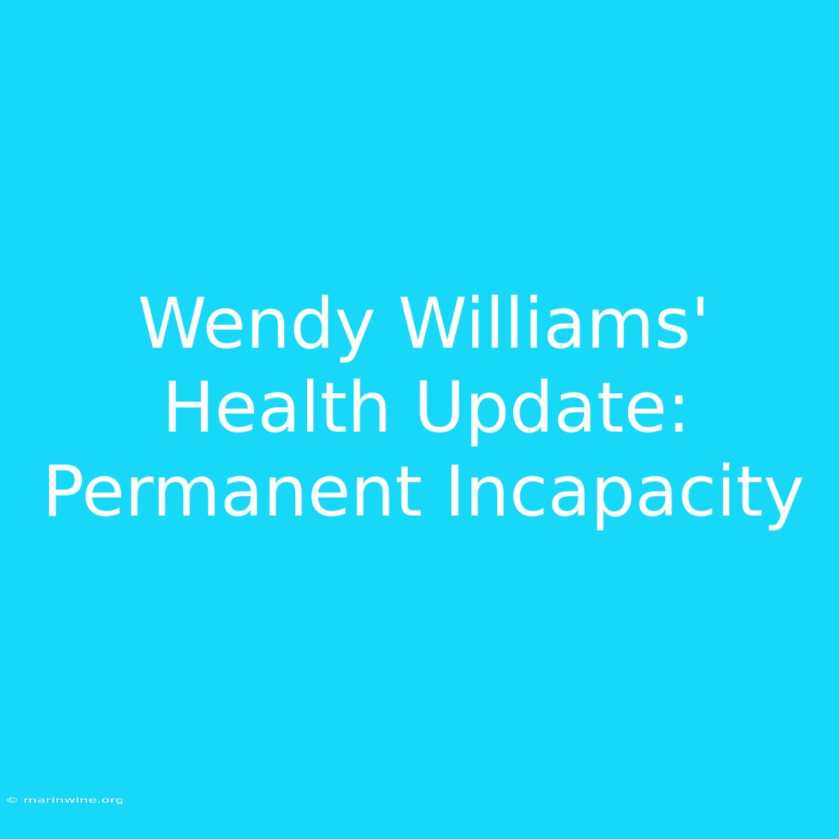 Wendy Williams' Health Update: Permanent Incapacity