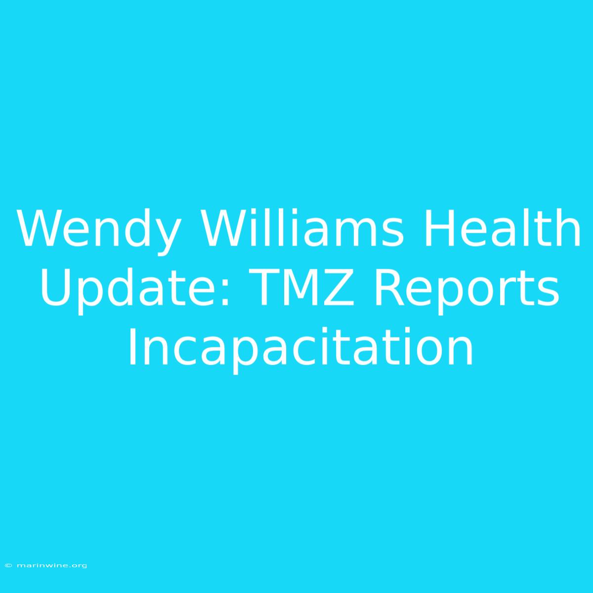 Wendy Williams Health Update: TMZ Reports Incapacitation