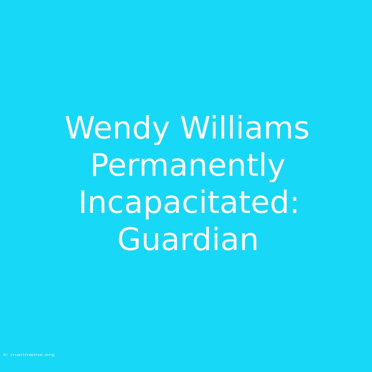 Wendy Williams Permanently Incapacitated: Guardian