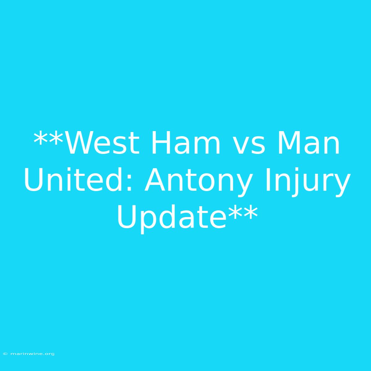 **West Ham Vs Man United: Antony Injury Update**