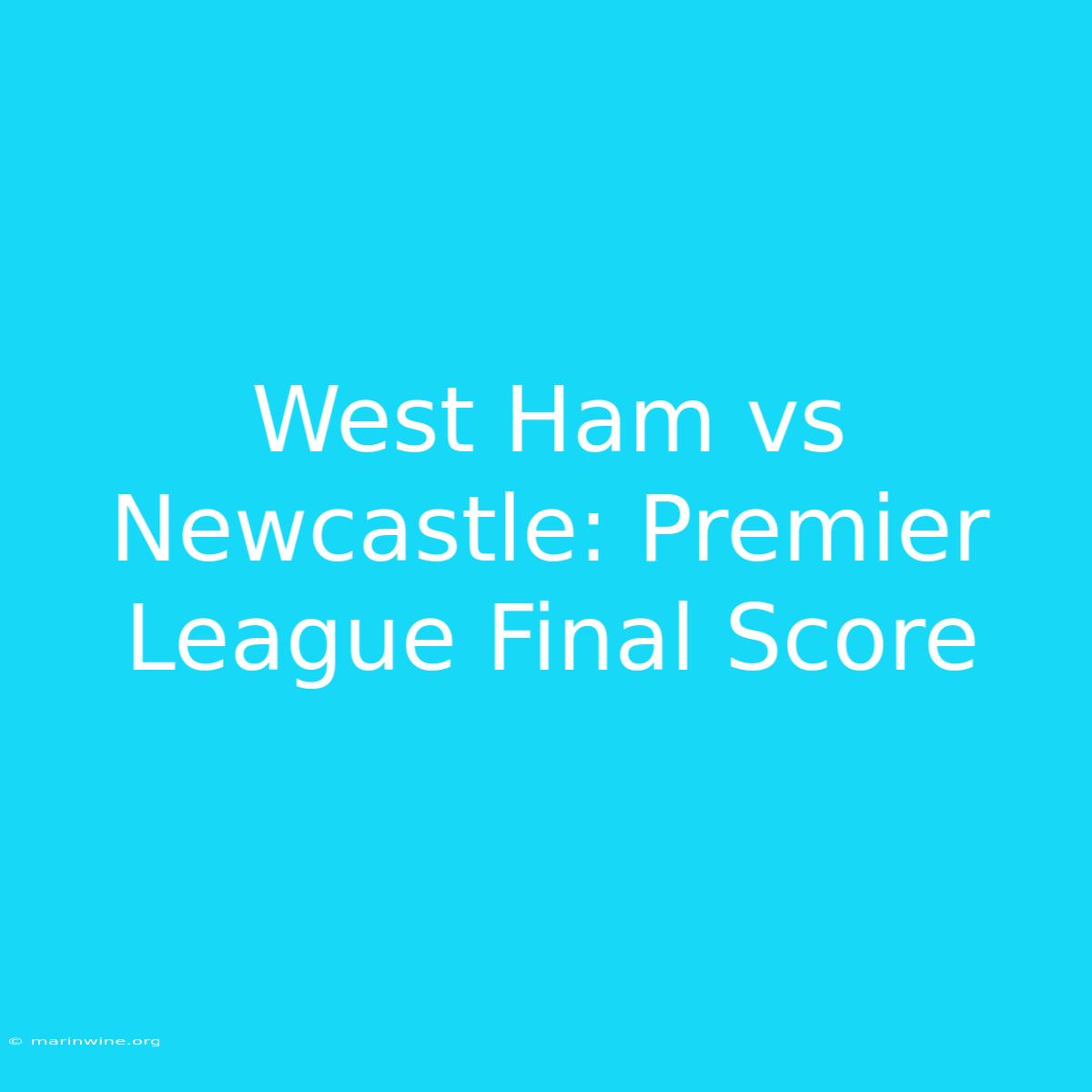 West Ham Vs Newcastle: Premier League Final Score